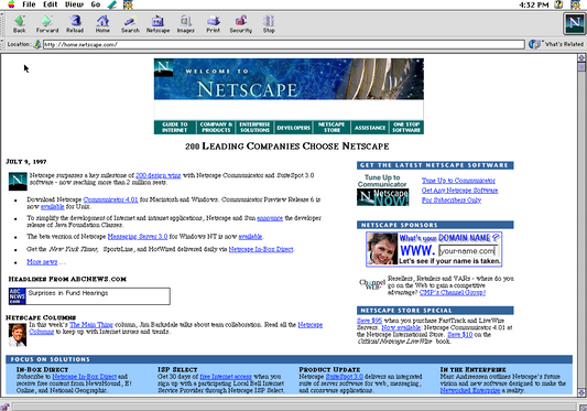Netscape.com 1997 Browser War Browsing the Old Web